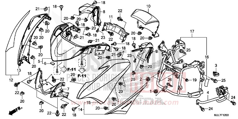 WINDLAUF, VORNE von Integra 750 MAT GUNPOWDER BLACK METALLIC (NH436) von 2014